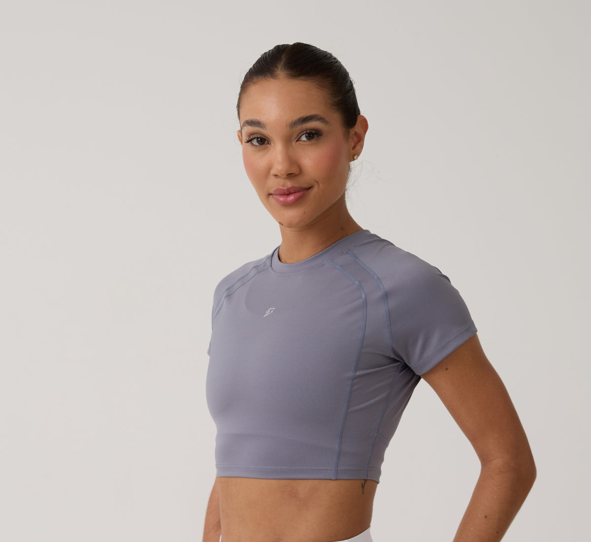 Cropped Raglan Anatômico - Ametista Cinza