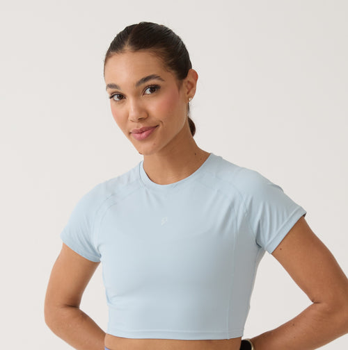 Cropped Raglan Anatômico - Azul Gelo