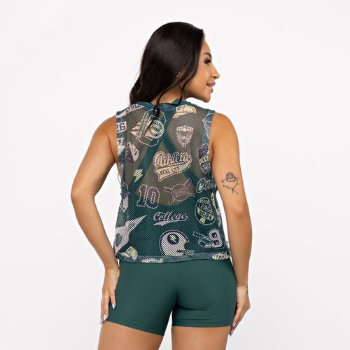 Cropped de Tela Estampado - College