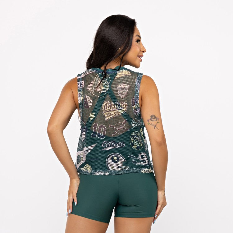Cropped de Tela Estampado - College