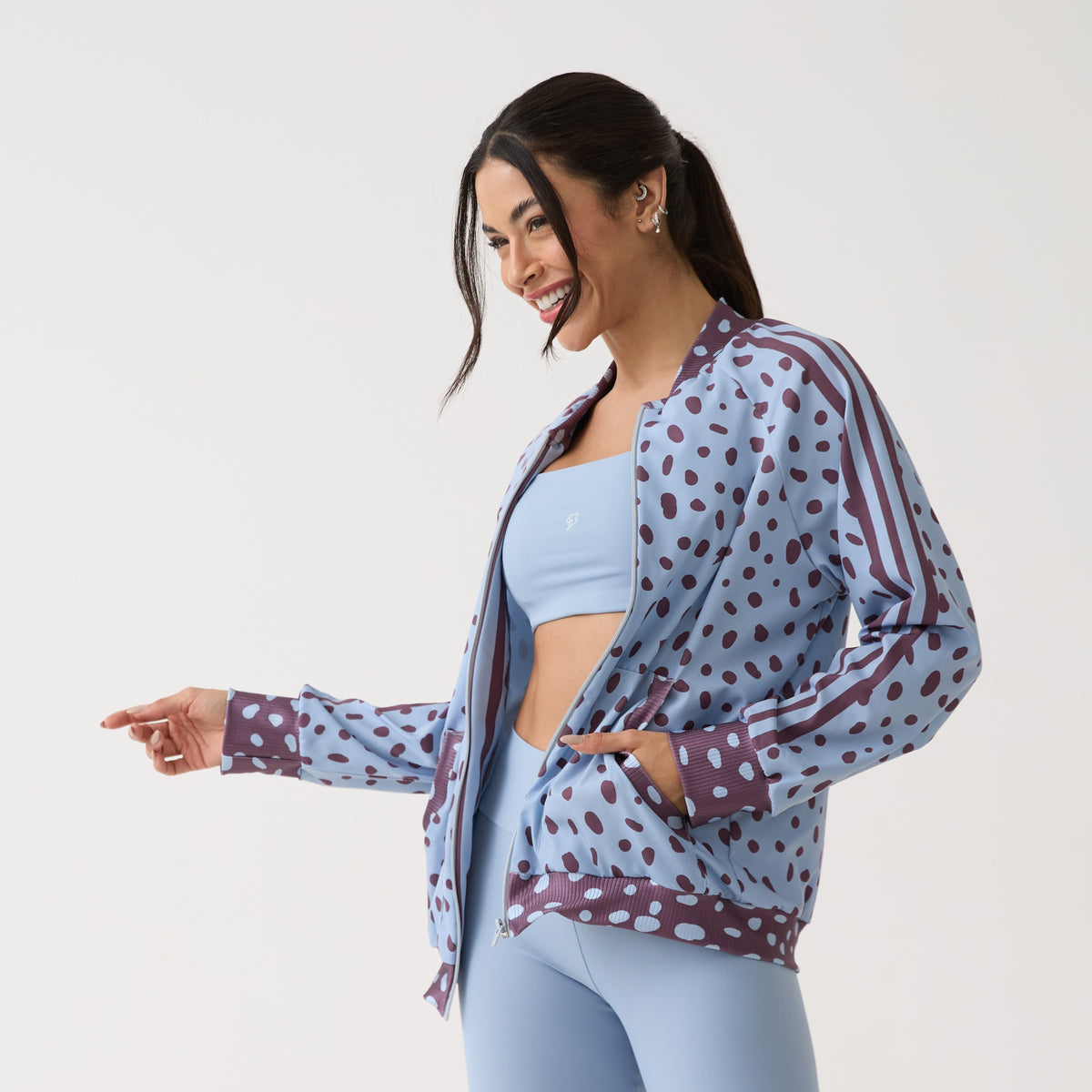 Jaqueta Bomber Estampada - Polka Dot