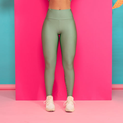 Legging Fit Bolso Cós Shine - Verde Alecrim
