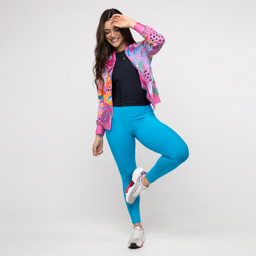 Legging Alongado com Bolso e Cós de Elástico - Azul Malibu