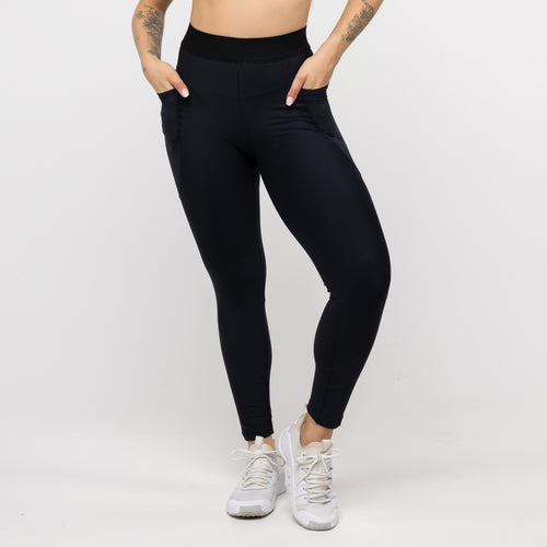 Legging Alongado com Bolso e Cós de Elástico - Preto
