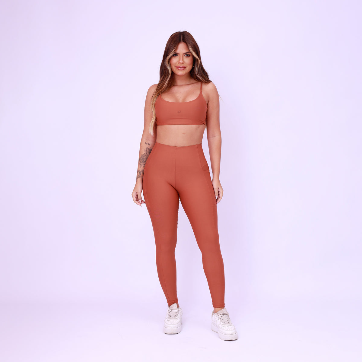 Legging Cós Infinito Com Bolso - Chocolate