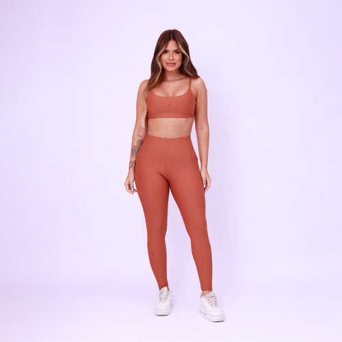 Legging Cós Infinito Com Bolso - Chocolate