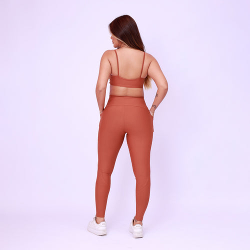 Legging Cós Infinito Com Bolso - Chocolate