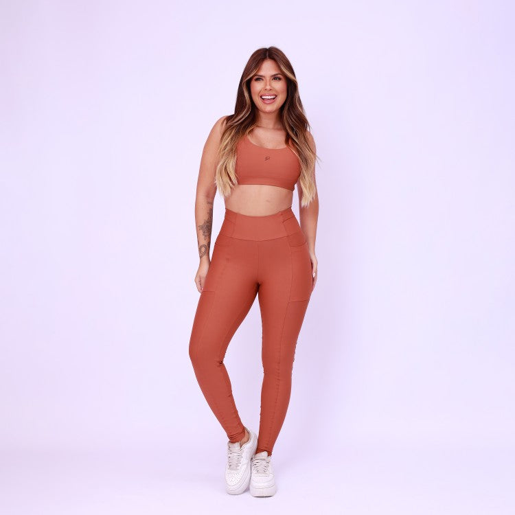 Legging Bolsos Running - Chocolate
