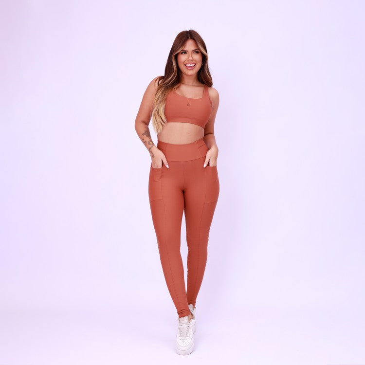 Legging Bolsos Running - Chocolate