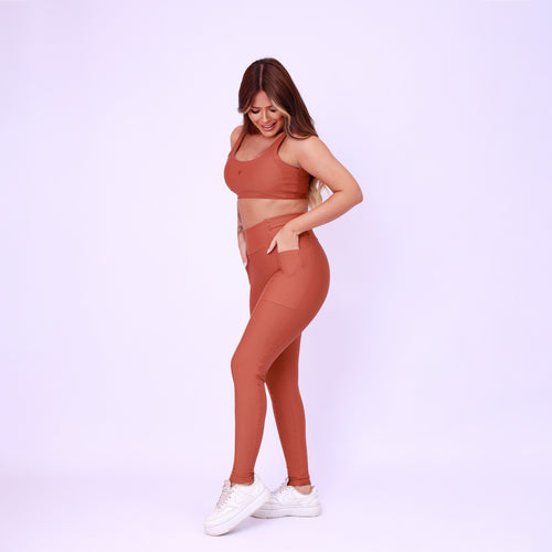 Legging Bolsos Running - Chocolate