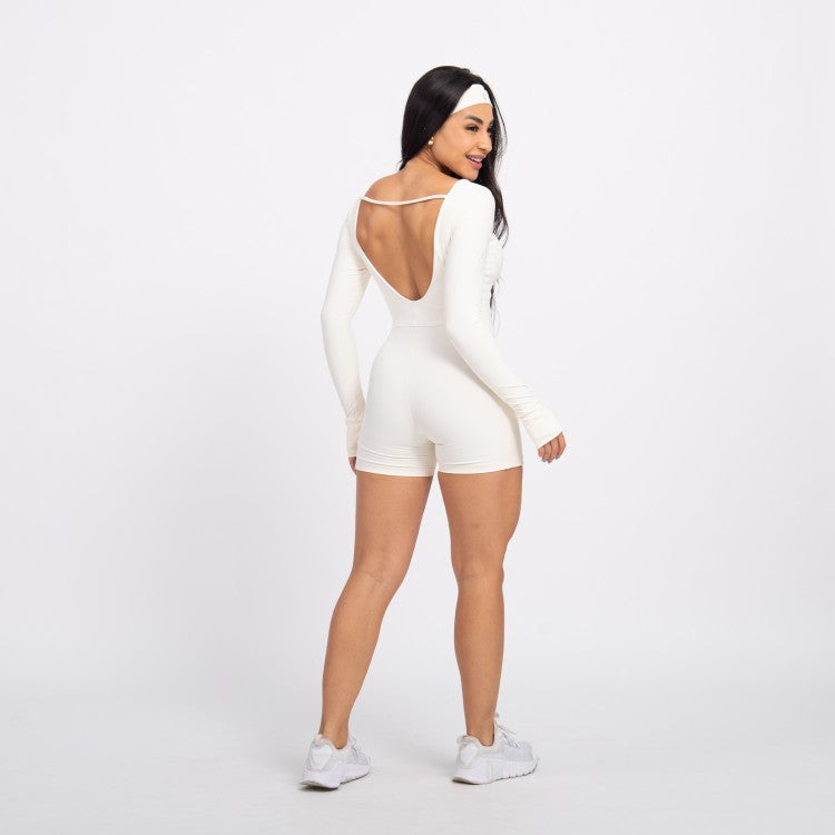 Macaquinho com Bolso Manga Longa Sleek - Off White