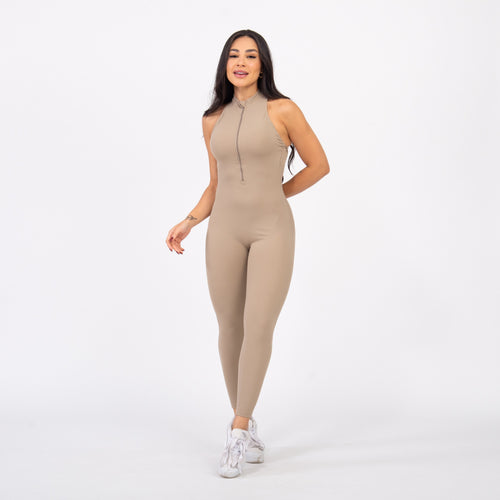 Macacão Racer Zip - Caqui