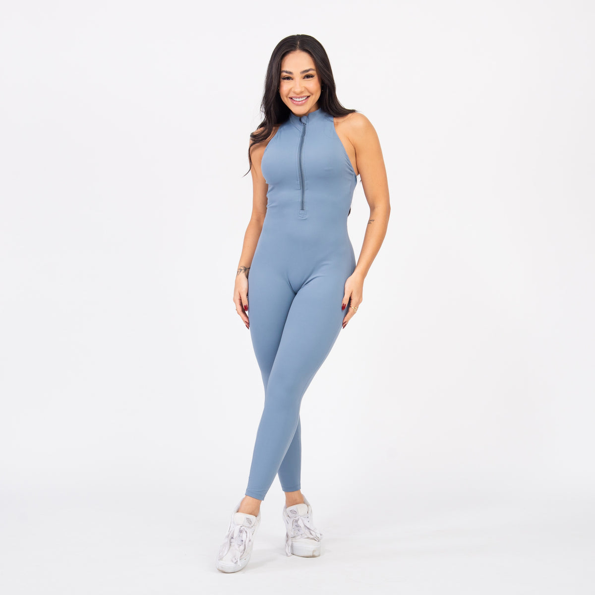 Macacão Racer Zip - Azul Acinzentado