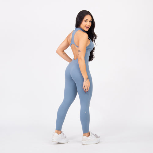 Macacão Racer Zip - Azul Acinzentado