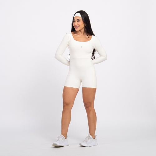 Macaquinho com Bolso Manga Longa Sleek - Off White