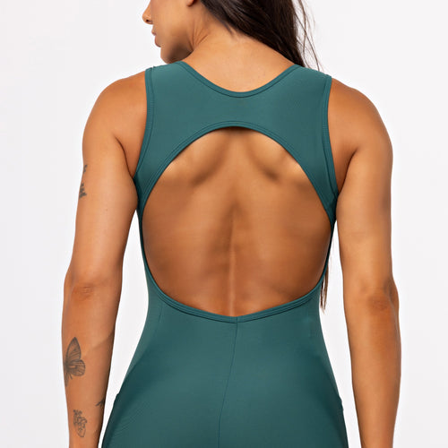 Macacão Open Back com Bolso - Esmeralda