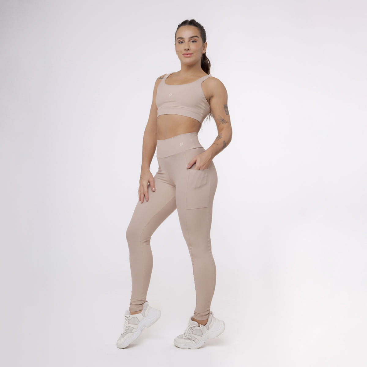 Legging Básica com Bolso - Café com Leite