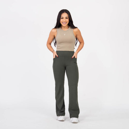 Regata Cropped Flex - Cáqui Frio