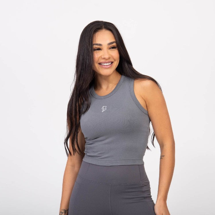 Regata Cropped Flex - Cinza Névoa