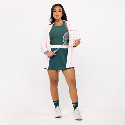Saia Mesh Godê - Esmeralda & Off White