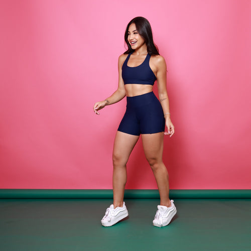 Short Anatômico Com Bolso - Azul Marinho