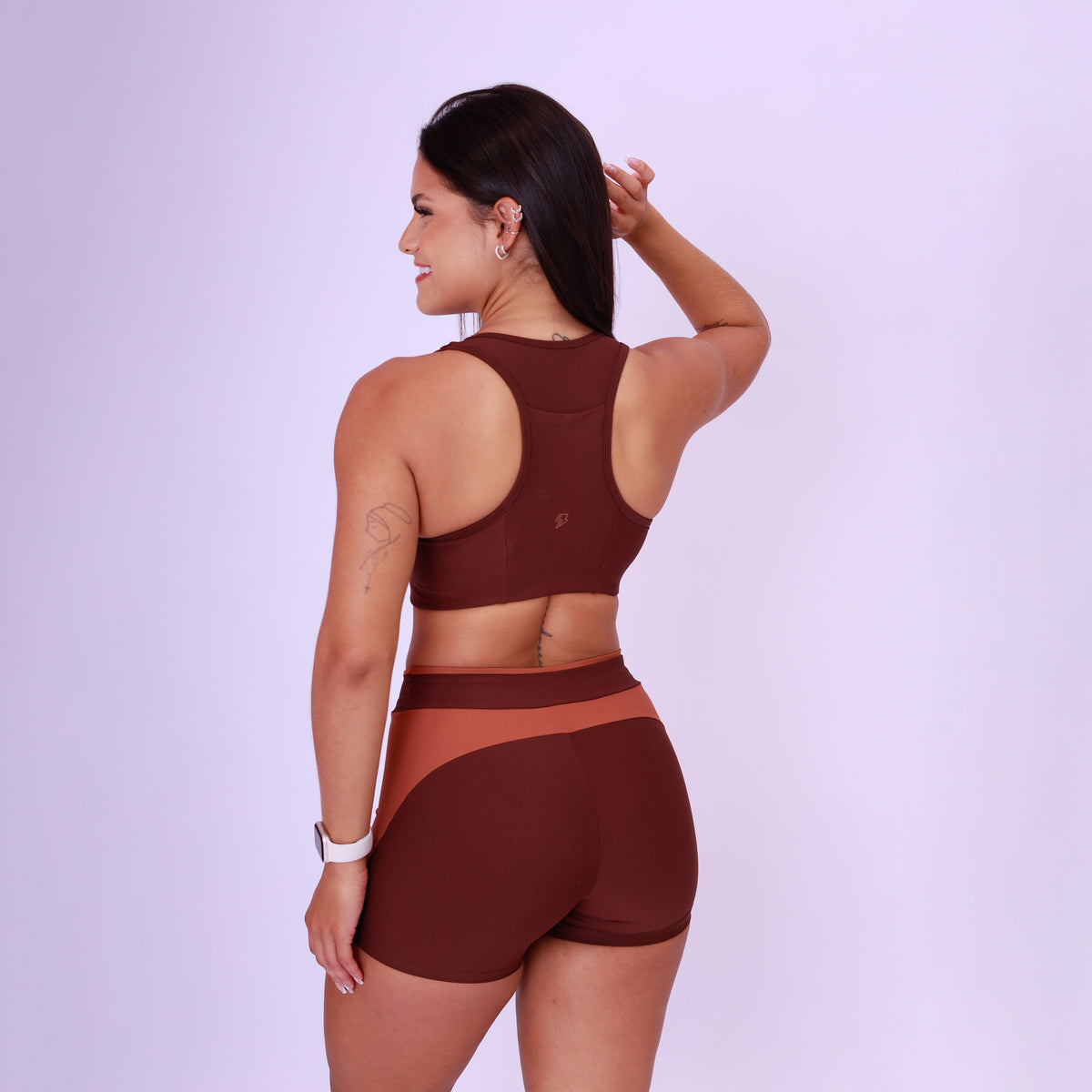 Short Match com Bolso Bicolor - Chocolate & Café