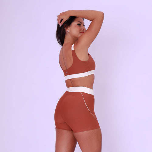 Short Recorte Anatômico Sport Bicolor - Chocolate & Off White