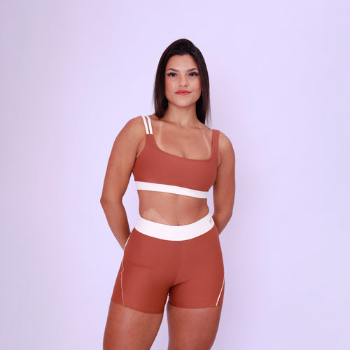 Short Recorte Anatômico Sport Bicolor - Chocolate & Off White