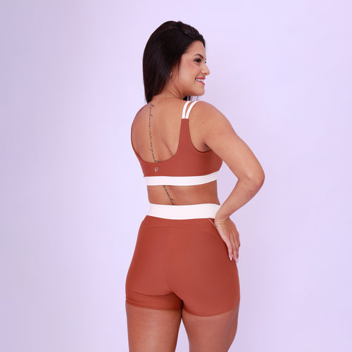 Short Recorte Anatômico Sport Bicolor - Chocolate & Off White