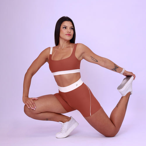 Short Recorte Anatômico Sport Bicolor - Chocolate & Off White