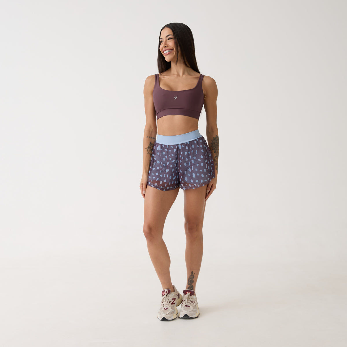 Short Duplo de Tule Estampado Bolso - Polka Dot