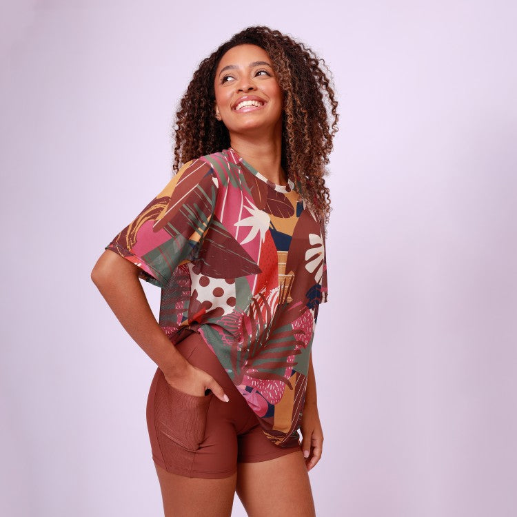 Short Com Bolso Recorte Shine - Capuccino