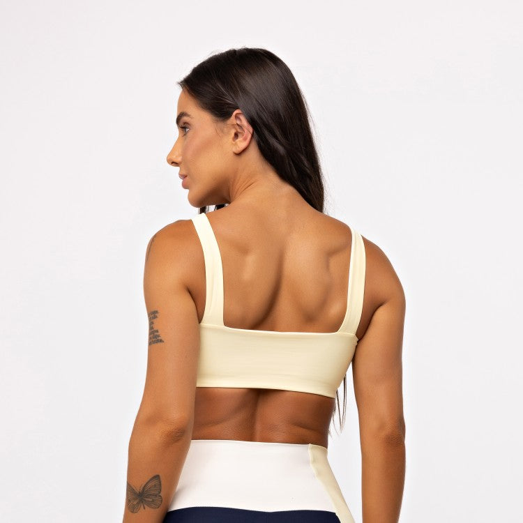 Top Camiseta Decote Quadrado - Manteiga