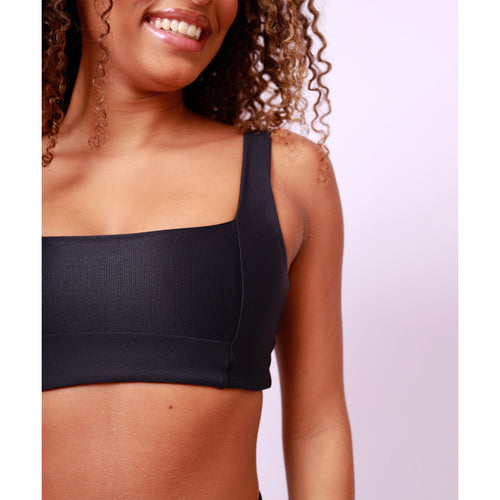 Top Camiseta Decote Quadrado Shine - Preto