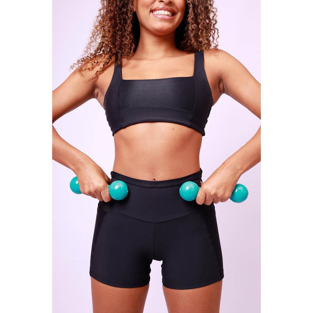 Top Camiseta Decote Quadrado Shine - Preto