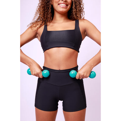 Top Camiseta Decote Quadrado Shine - Preto