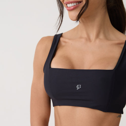 Top Camiseta Decote Quadrado - Preto