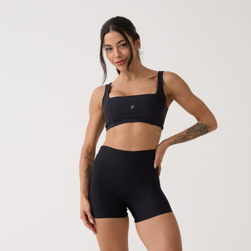 Top Camiseta Decote Quadrado - Preto