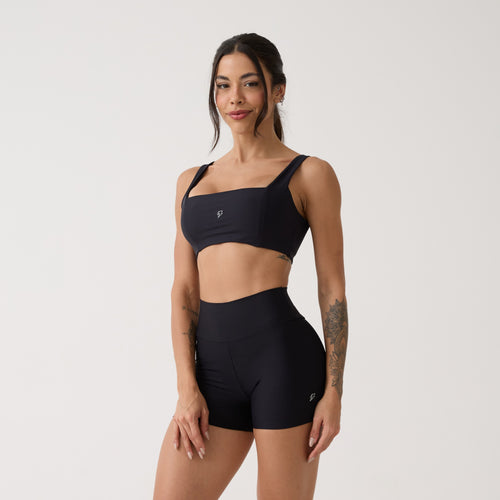 Top Camiseta Decote Quadrado - Preto
