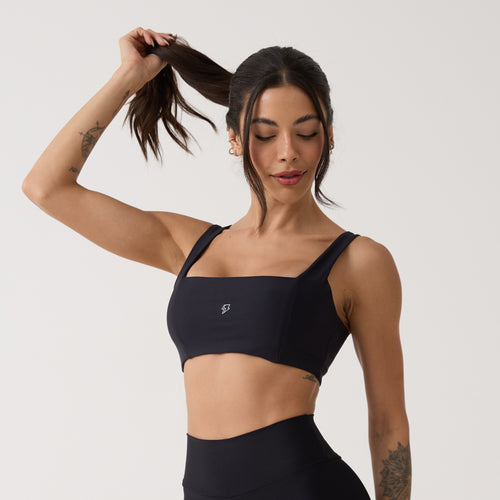 Top Camiseta Decote Quadrado - Preto