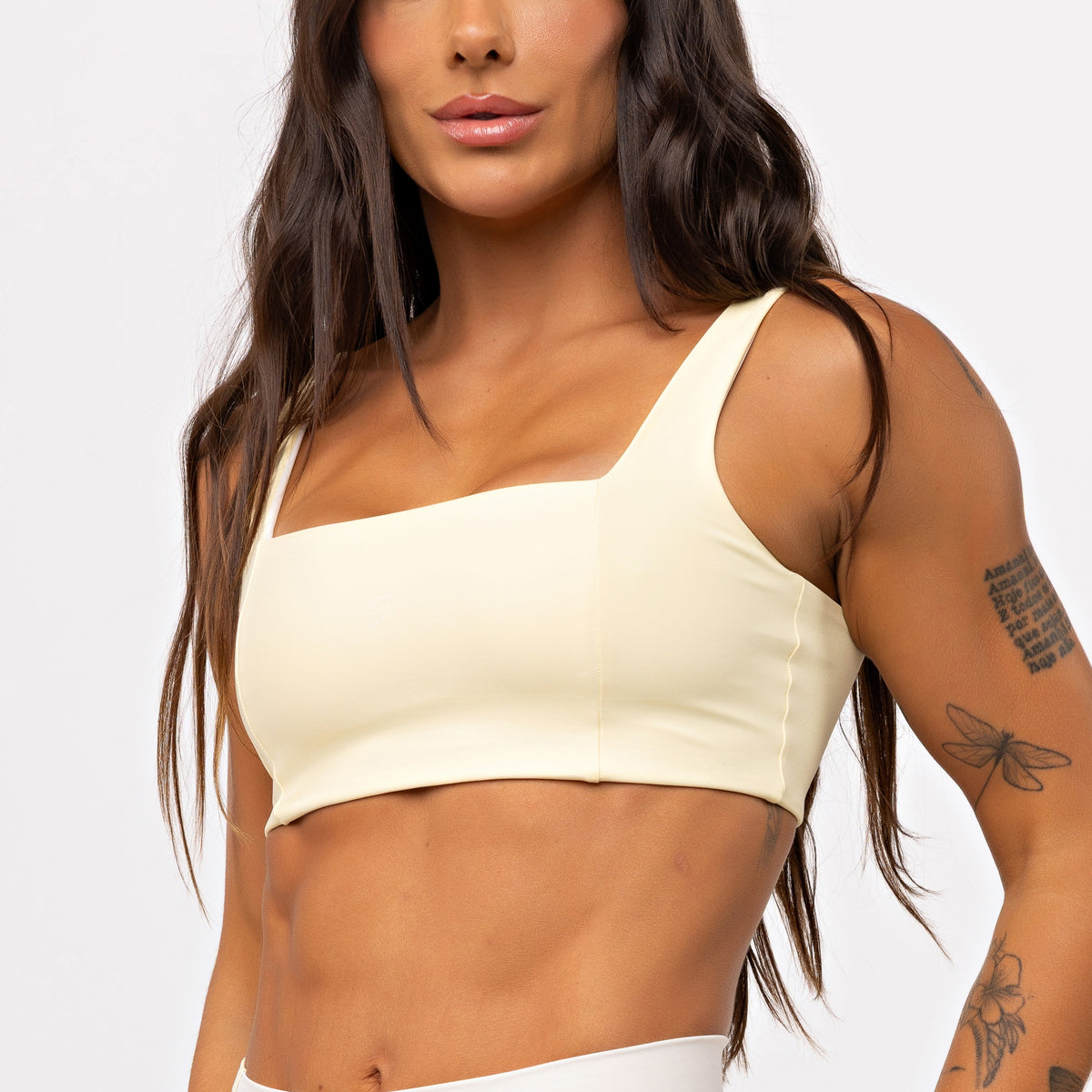 Top Camiseta Decote Quadrado - Manteiga