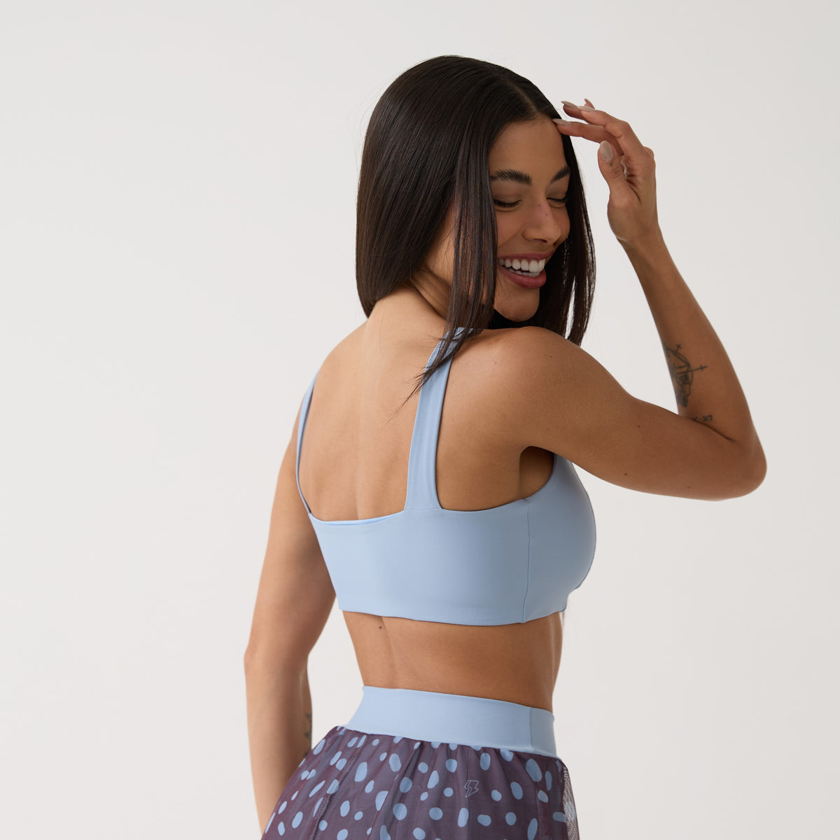 Top Camiseta Decote Quadrado - Azul Névoa