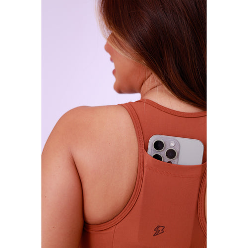 Top Nadador Bolso Running - Chocolate