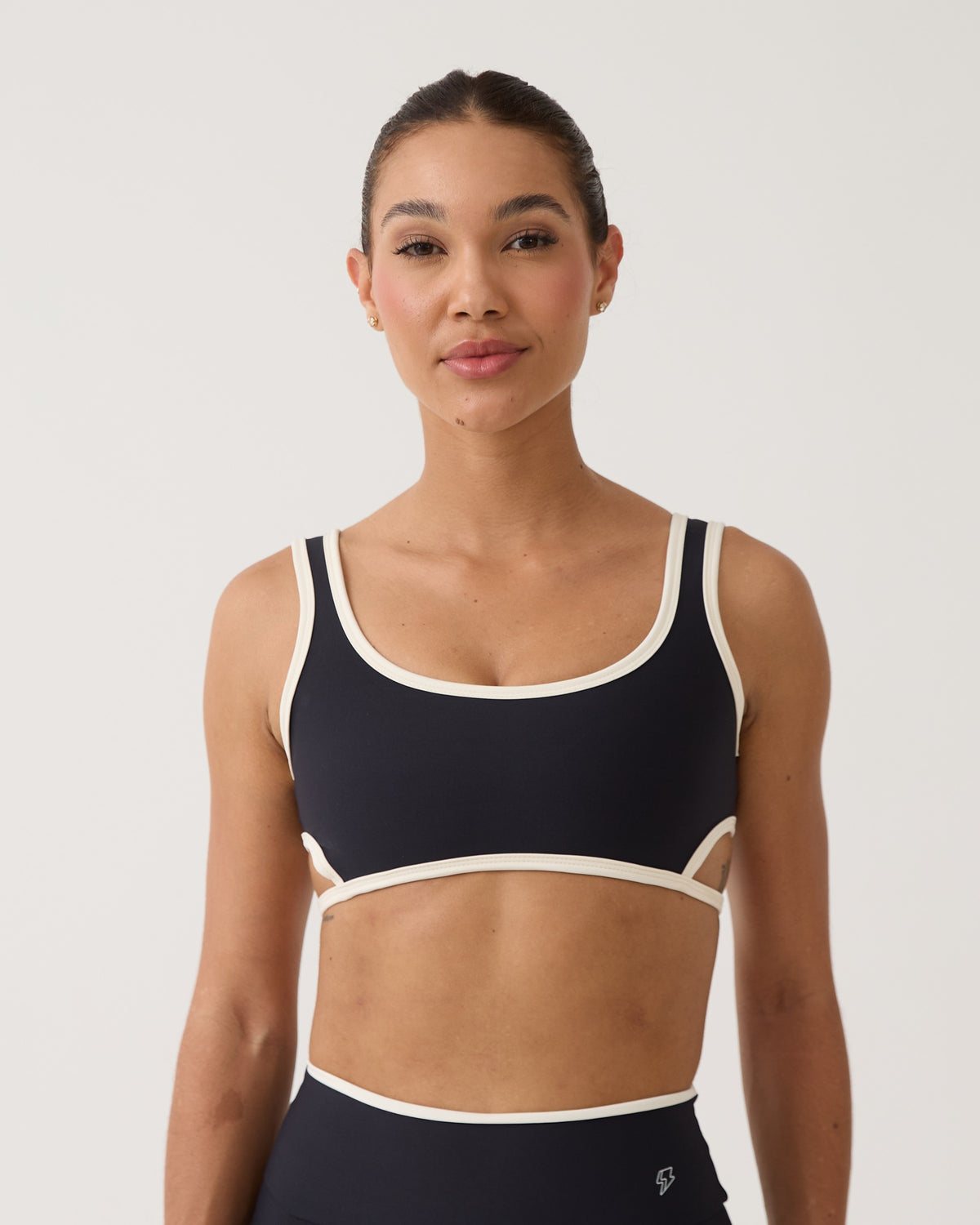 Top Camiseta Bicolor Abertura Costas - Preto & Off White