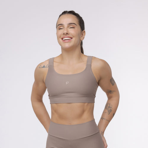Top Camiseta Alça Elástico - Marrom Trufa