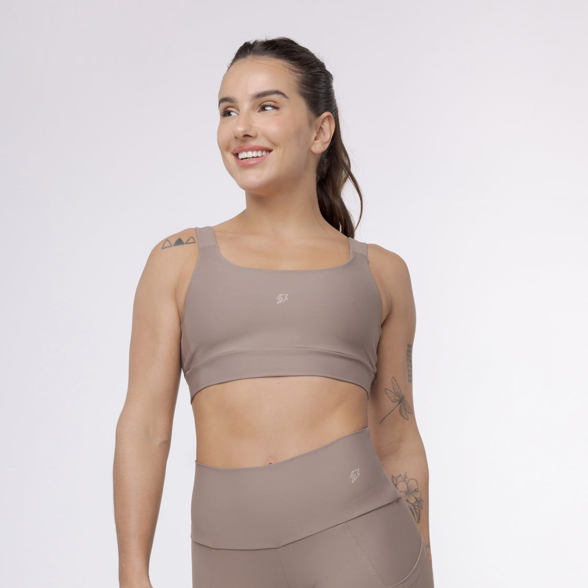 Top Camiseta Alça Elástico - Marrom Trufa