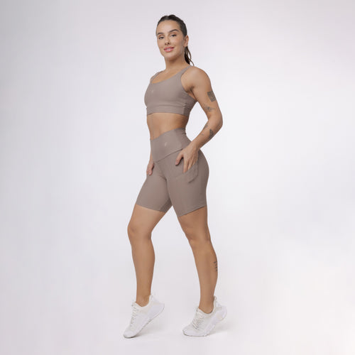 Top Camiseta Alça Elástico - Marrom Trufa