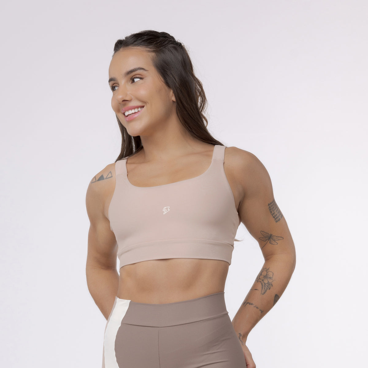Top Camiseta Alça Elástico - Café com Leite