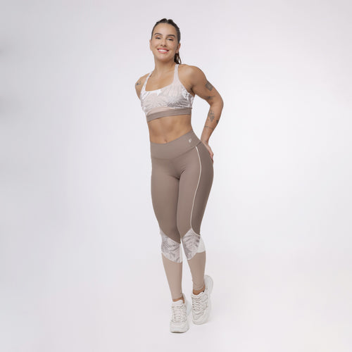 Top Nadador Meia Lua Estampado - Costela Nude