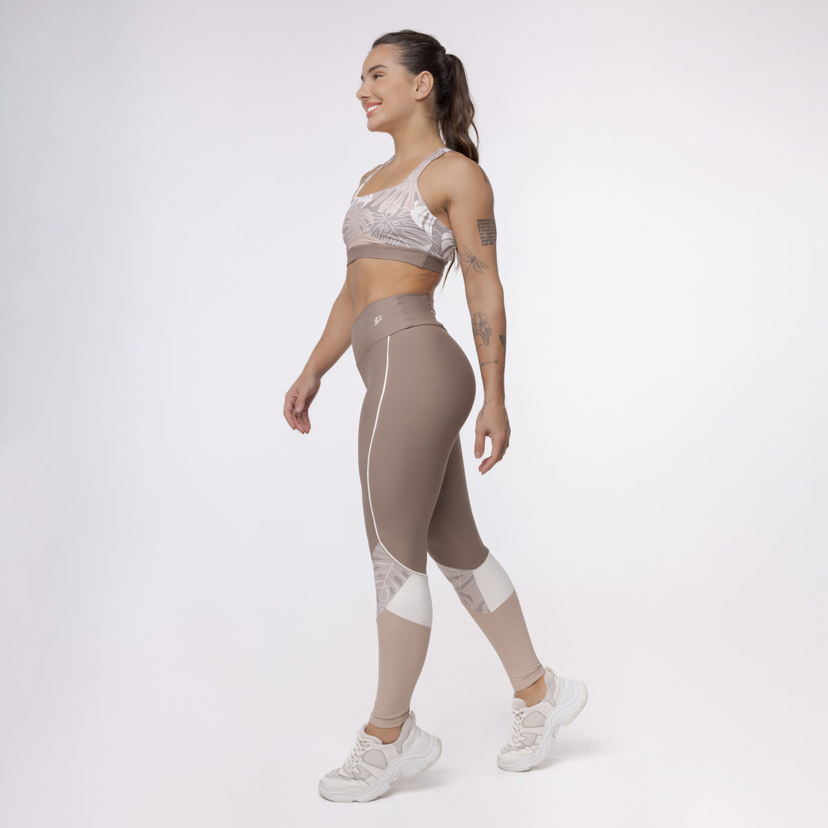 Top Nadador Meia Lua Estampado - Costela Nude